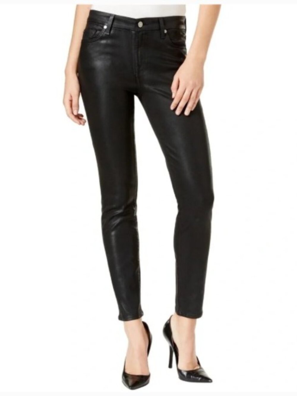 7 For All Mankind Roxanne Black Coated Jeans NWT Size 26